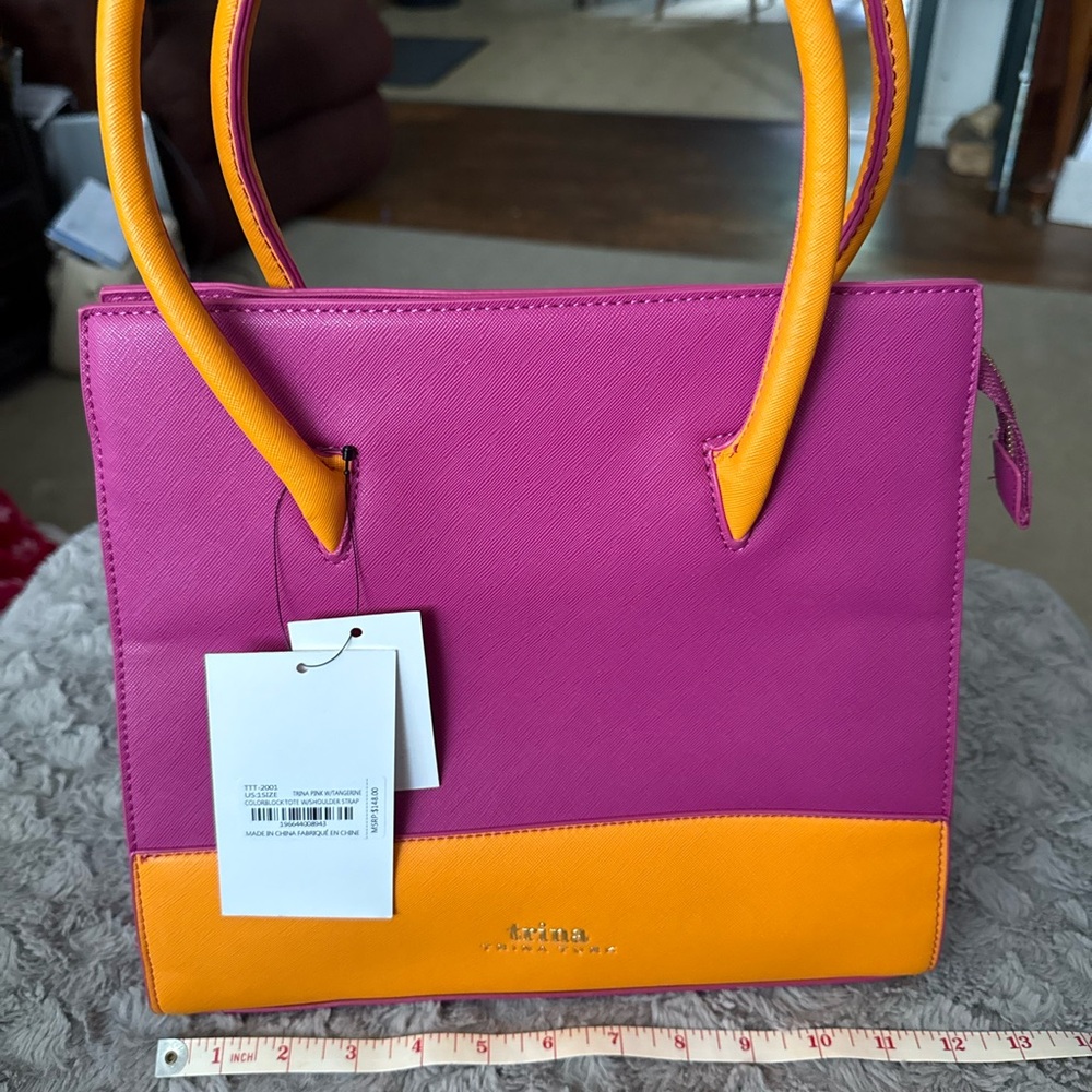 Trina Turk Vibrant Pink and Orange Tote